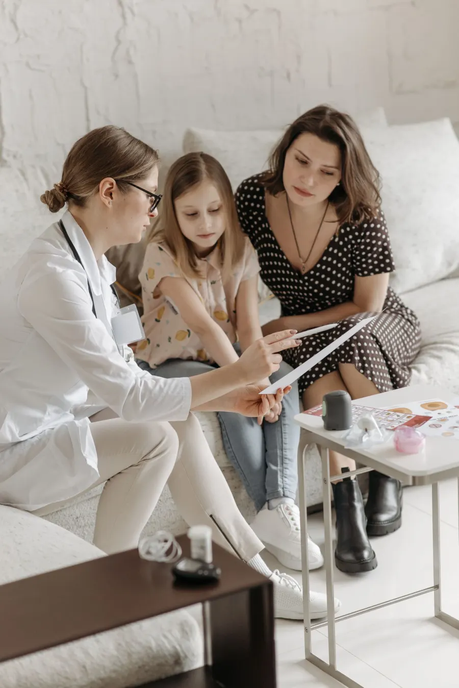 Discussing a care plan with a family